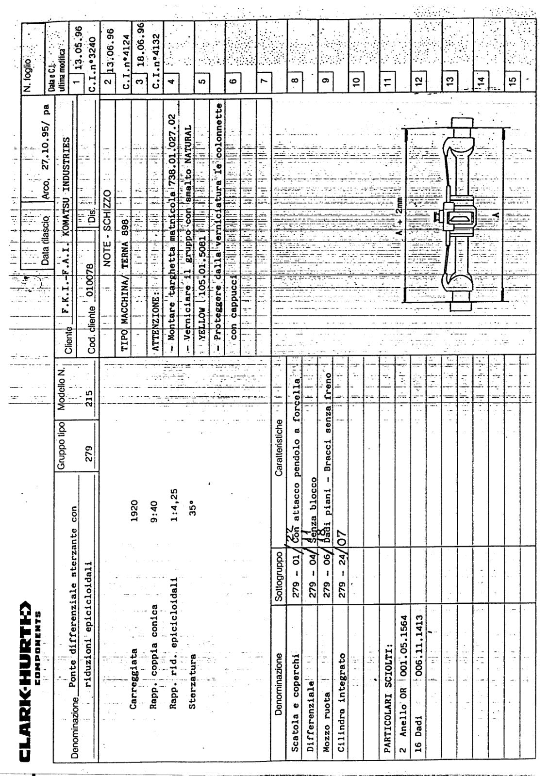 Dana Spicer 279/215 Steering Axle Parts Catalog for Komatsu Backhoe Loader – sample page 1
