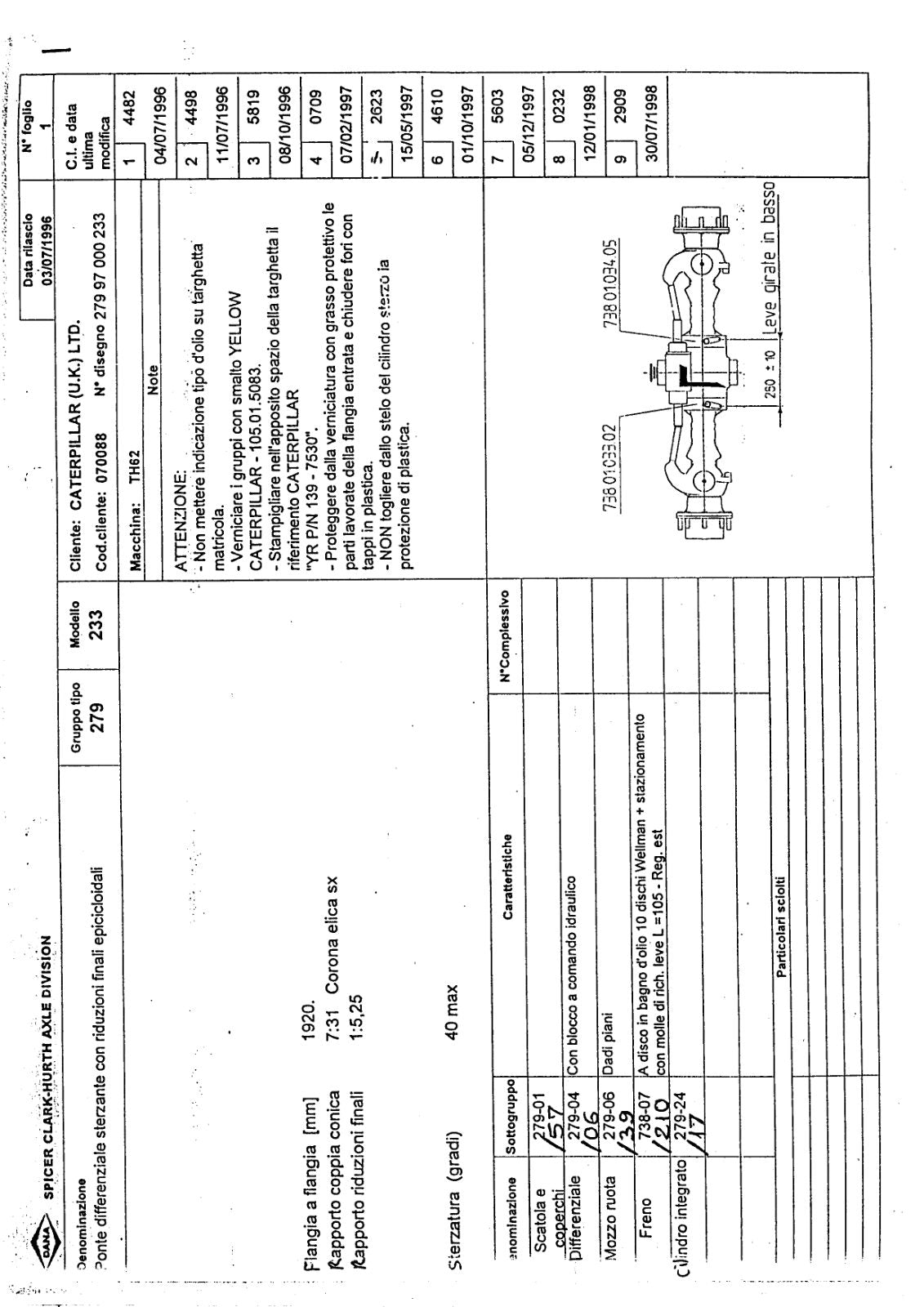 Dana Spicer 279/233 Steering Axle Parts Catalog for Caterpillar – sample page 1