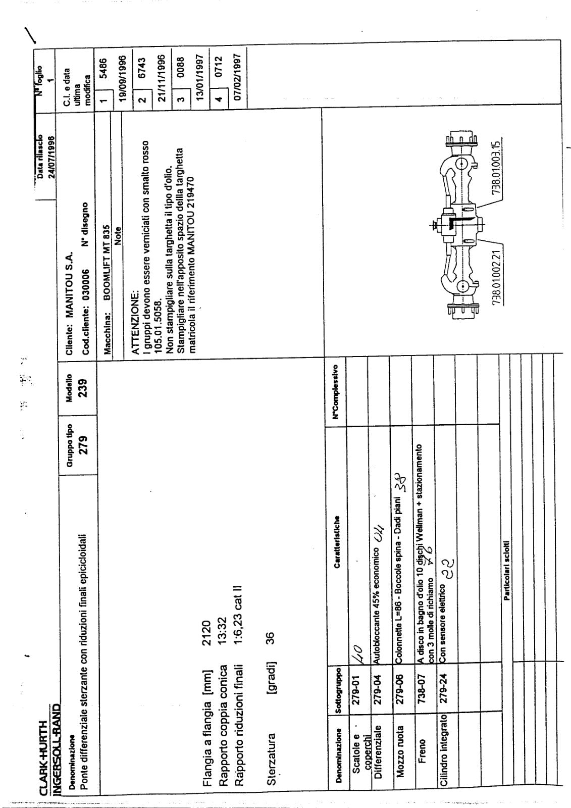 Dana Spicer 279/239 Steering Axle Parts Catalog for Manitou (Manitou 219470) – sample page 1