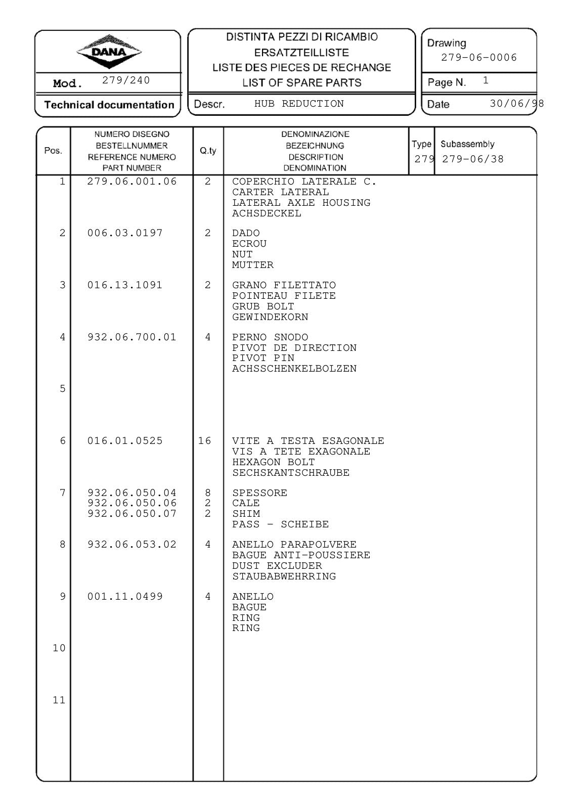 Dana Spicer 279/240 Steering Axle Parts Catalog for Manitou MT 835 Telehandler (Manitou 219471) – sample page 2