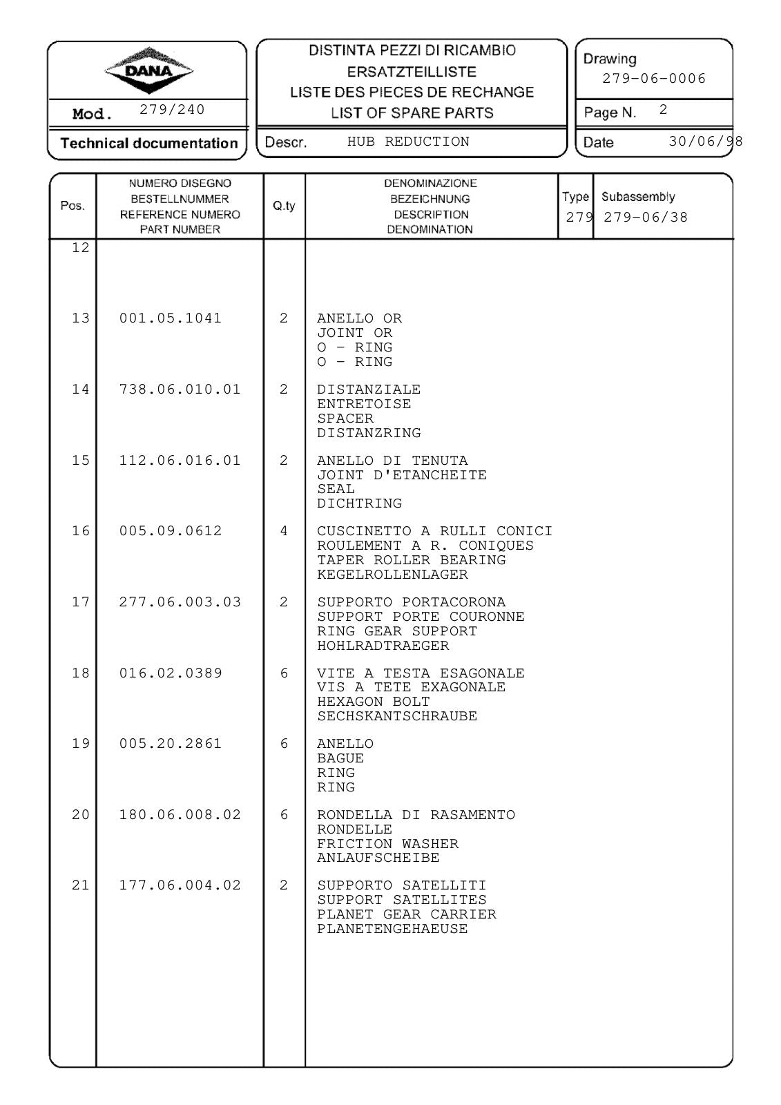 Dana Spicer 279/240 Steering Axle Parts Catalog for Manitou MT 835 Telehandler (Manitou 219471) – sample page 3