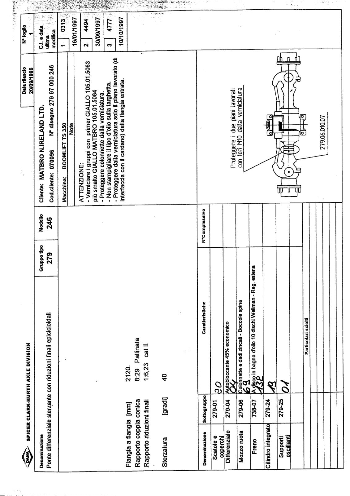Dana Spicer 279/246 Steering Axle Parts Catalog for Matbro TS 350 Telehandler – sample page 1