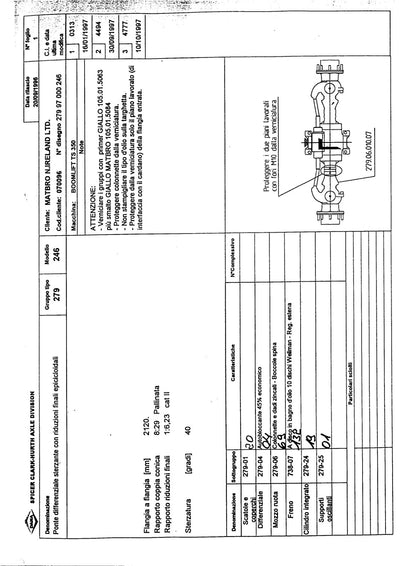 Dana Spicer 279/246 Steering Axle Parts Catalog for Matbro TS 350 Telehandler – sample page 1