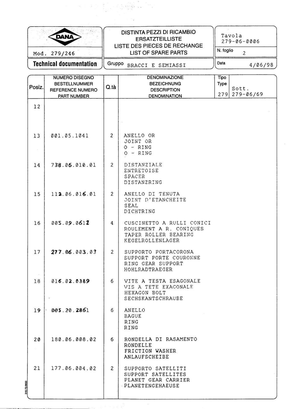 Dana Spicer 279/246 Steering Axle Parts Catalog for Matbro TS 350 Telehandler – sample page 2