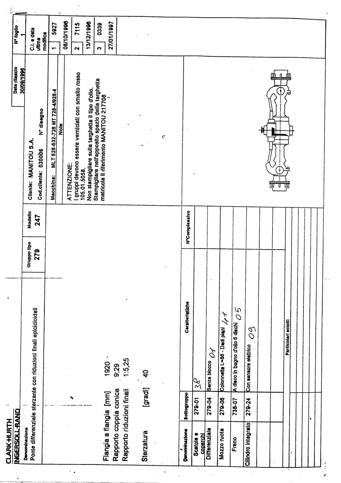 Dana Spicer 279/247 Steering Axle Parts Catalog for Manitou (Manitou 217708) – sample page 1