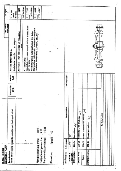 Dana Spicer 279/247 Steering Axle Parts Catalog for Manitou (Manitou 217708) – sample page 1