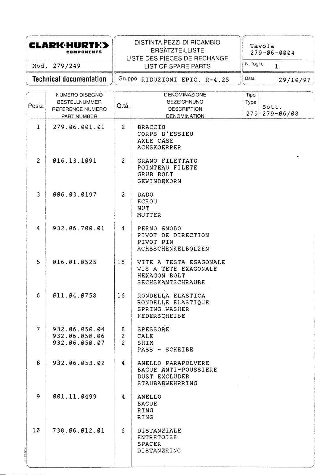 Dana Spicer 279/249 Steering Axle Parts Catalog for Manitou MT 728-2 Telehandler (Manitou 217712) – sample page 2