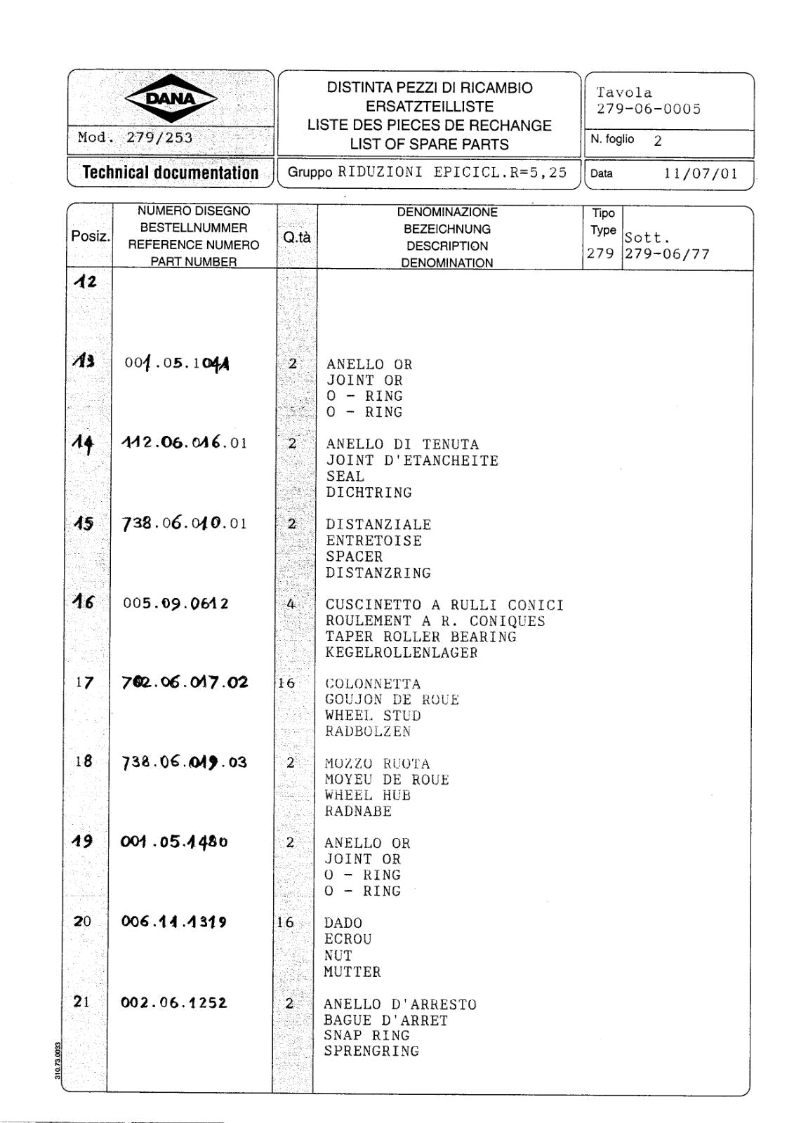 Dana Spicer 279/253 Steering Axle Parts Catalog for Manitou M40.4 - M50.4 Forklift – sample page 3