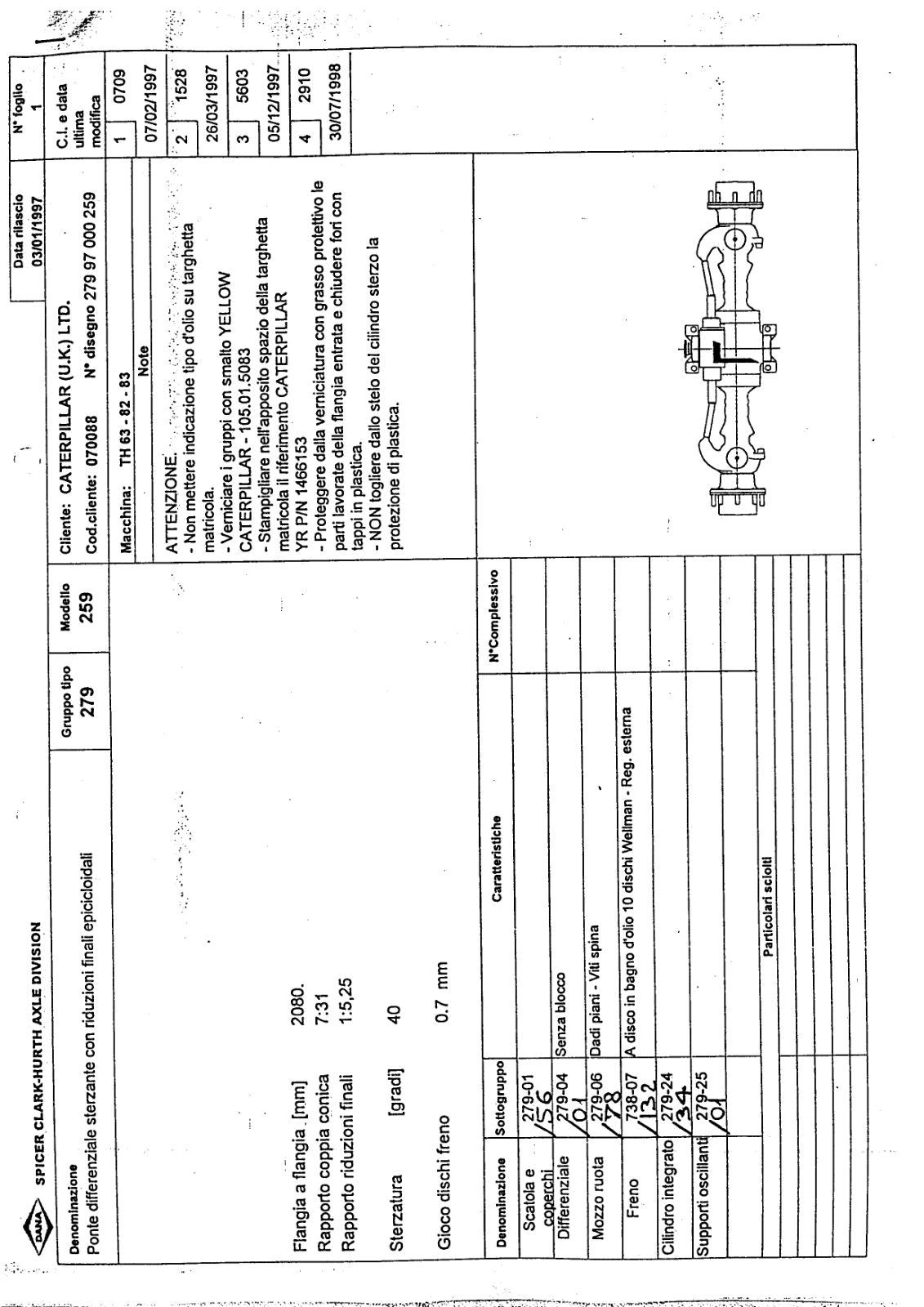 Dana Spicer 279/259 Steering Axle Parts Catalog for Caterpillar – sample page 1