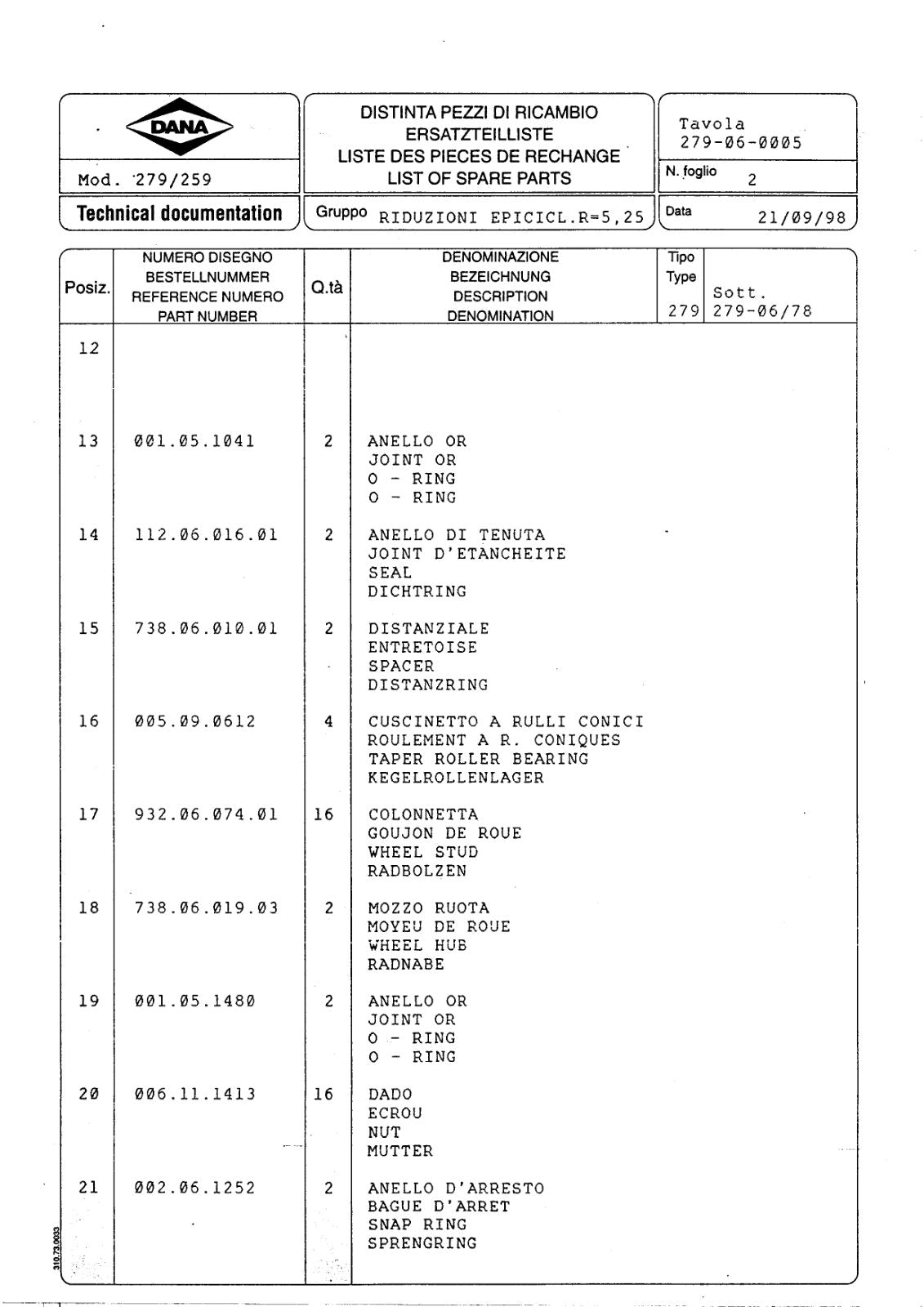 Dana Spicer 279/259 Steering Axle Parts Catalog for Caterpillar – sample page 2