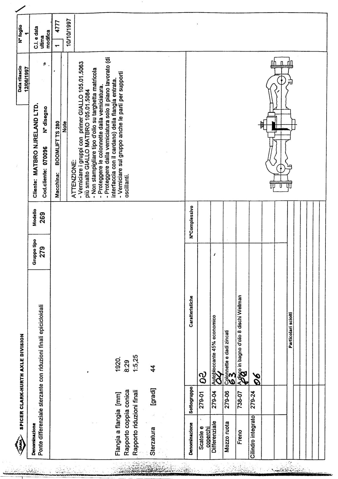 Dana Spicer 279/269 Steering Axle Parts Catalog for Matbro – sample page 1