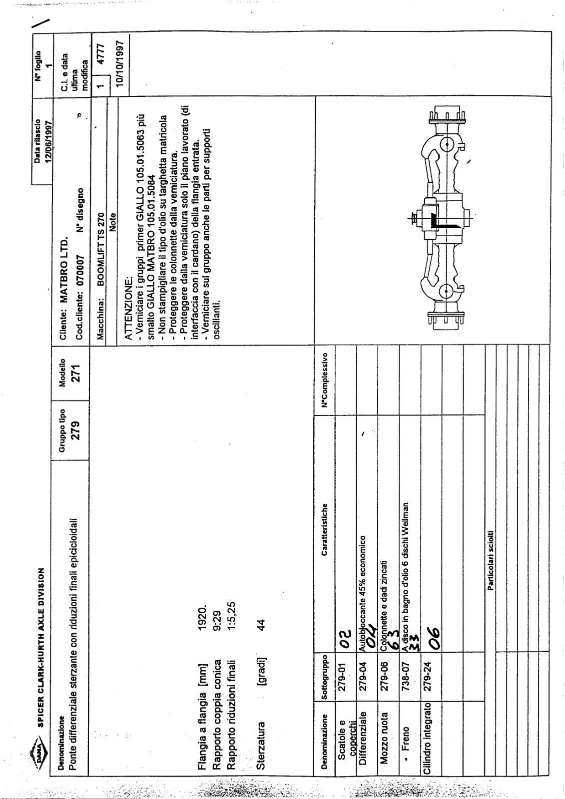 Dana Spicer 279/271 Steering Axle Parts Catalog for Matbro – sample page 1