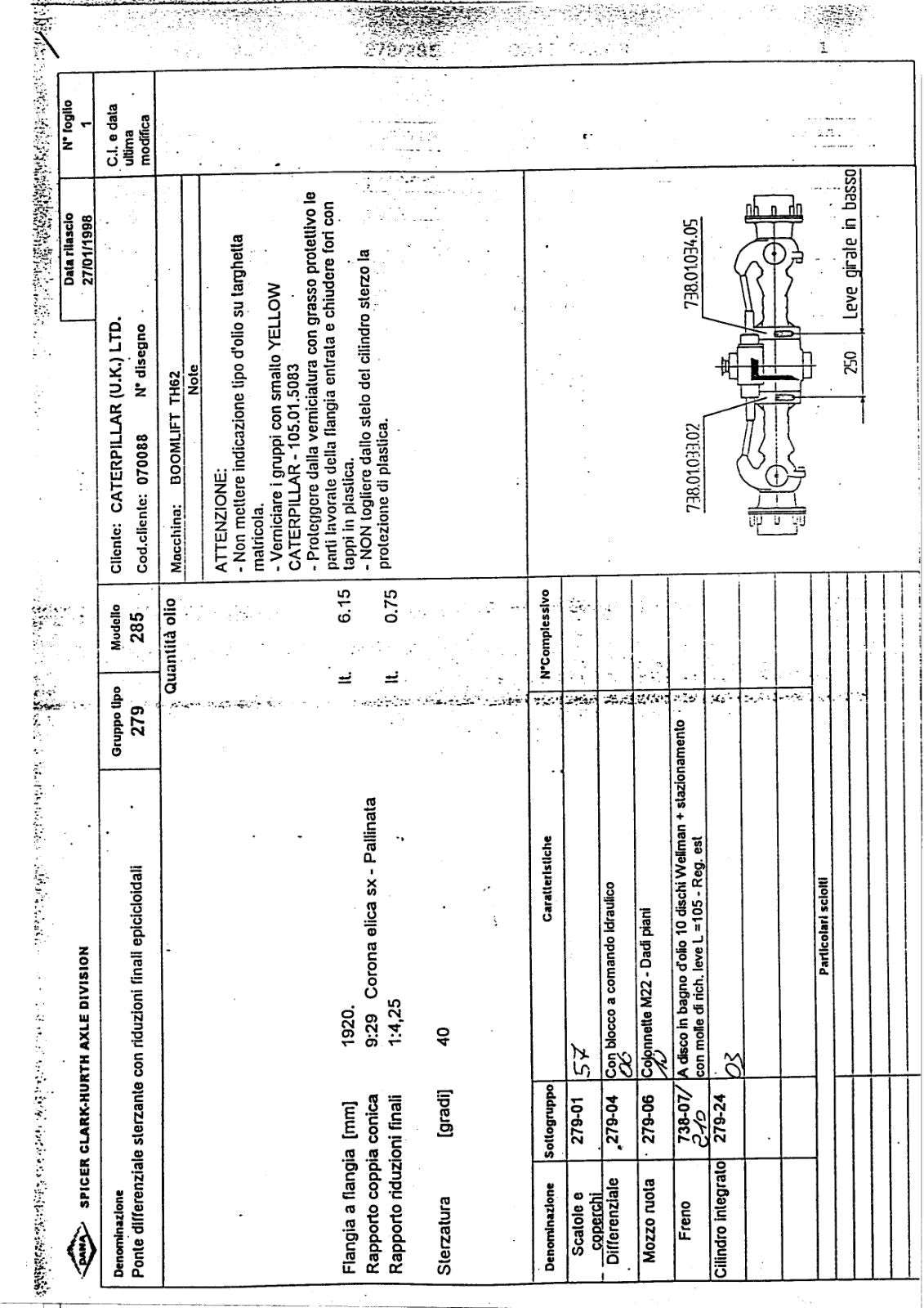 Dana Spicer 279/285 Steering Axle Parts Catalog for Caterpillar – sample page 1