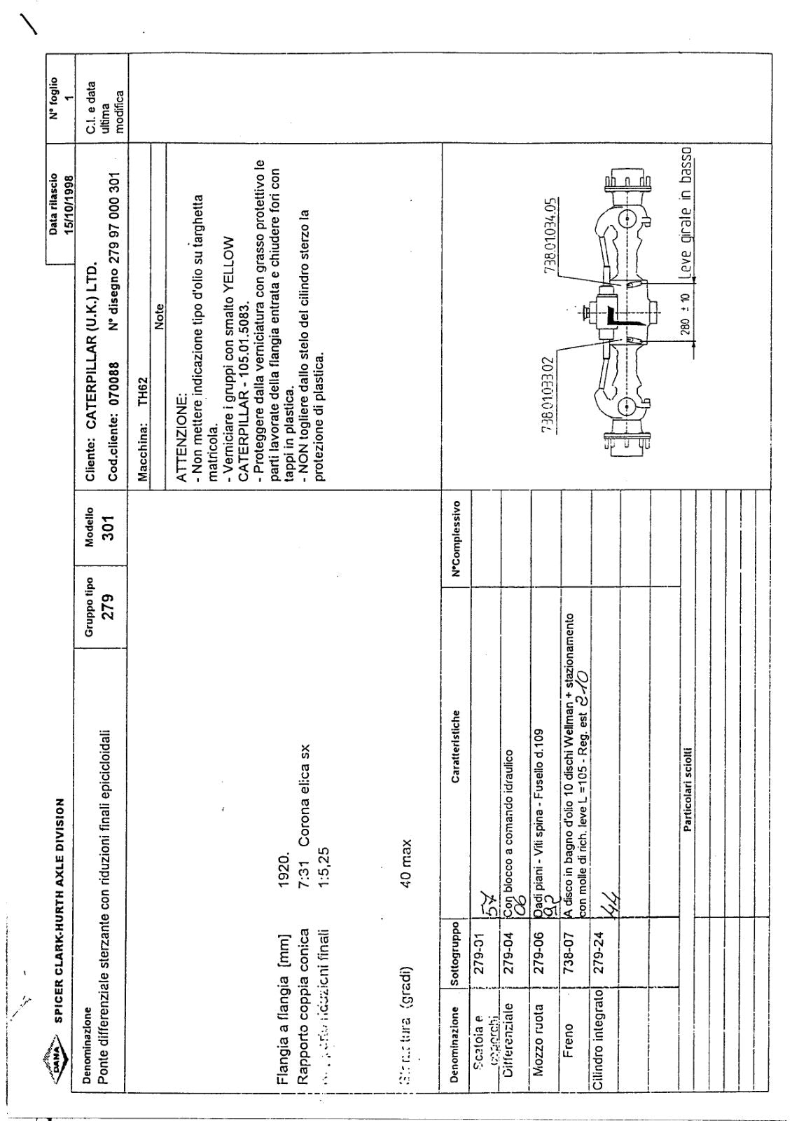 Dana Spicer 279/301 Steering Axle Parts Catalog for Caterpillar – sample page 1