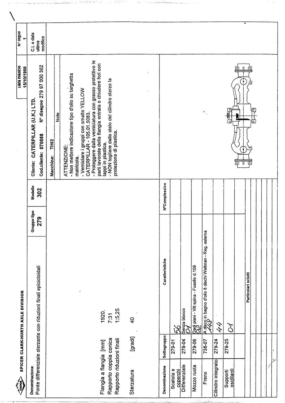 Dana Spicer 279/302 Steering Axle Parts Catalog for Caterpillar – sample page 1