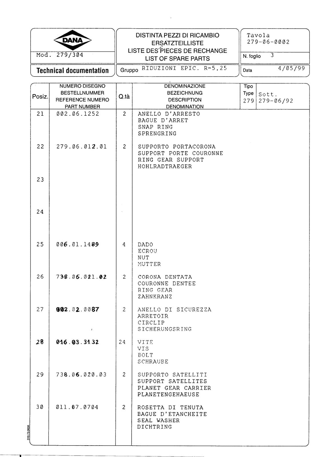 Dana Spicer 279/304 Steering Axle Parts Catalog for Caterpillar – sample page 3