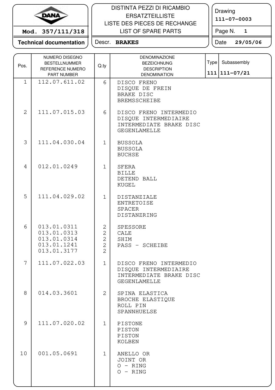 Dana Spicer 357/111/318 Rigid Axle with Drop Box Parts Catalog for Hofmann – sample page 2