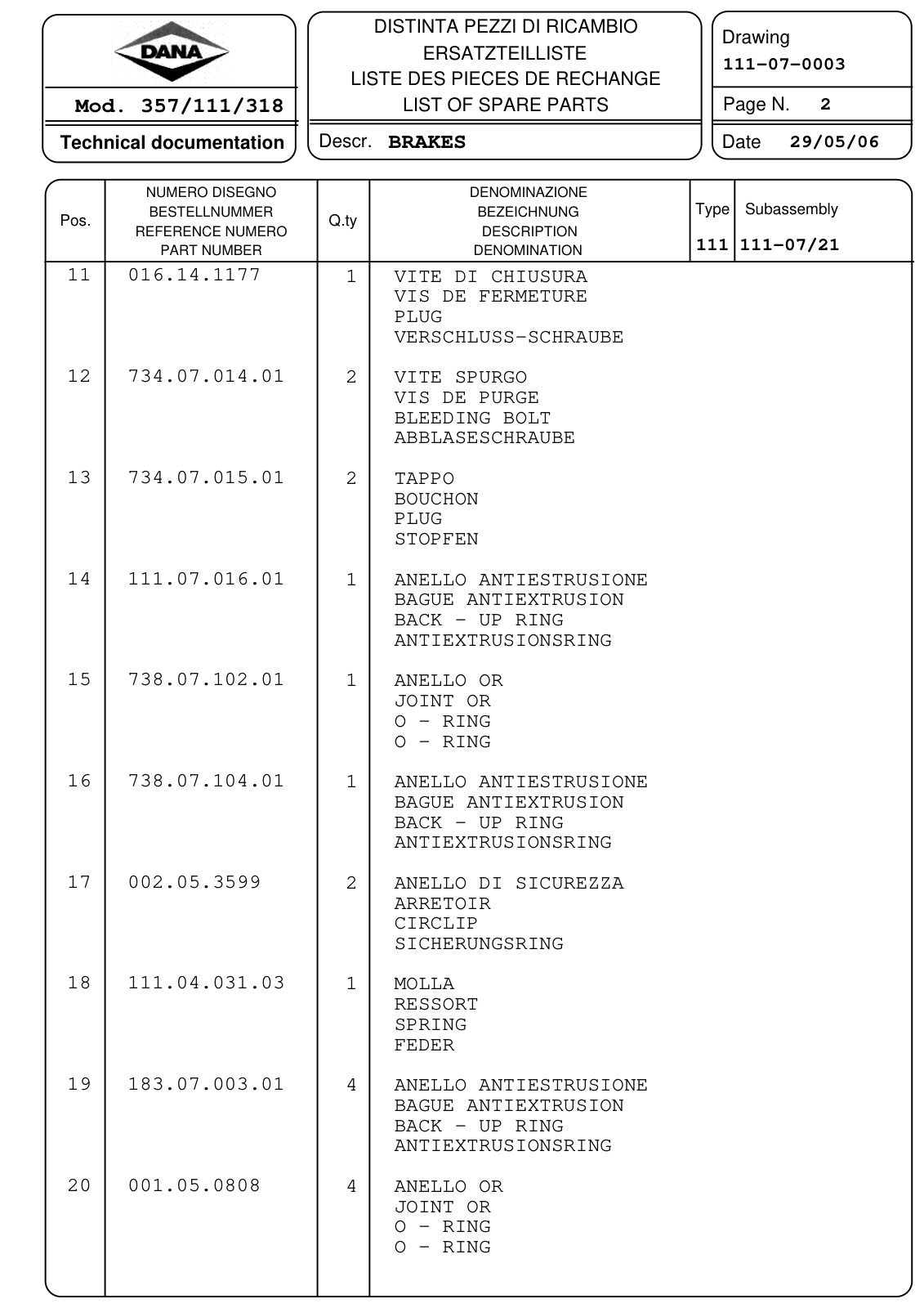 Dana Spicer 357/111/318 Rigid Axle with Drop Box Parts Catalog for Hofmann – sample page 3