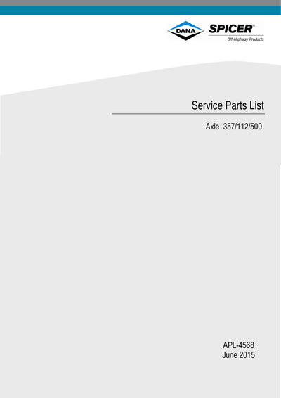 Dana Spicer 357/112/500 Rigid Axle with Drop Box Parts Catalog for Bergmann 2090 Dumper – cover