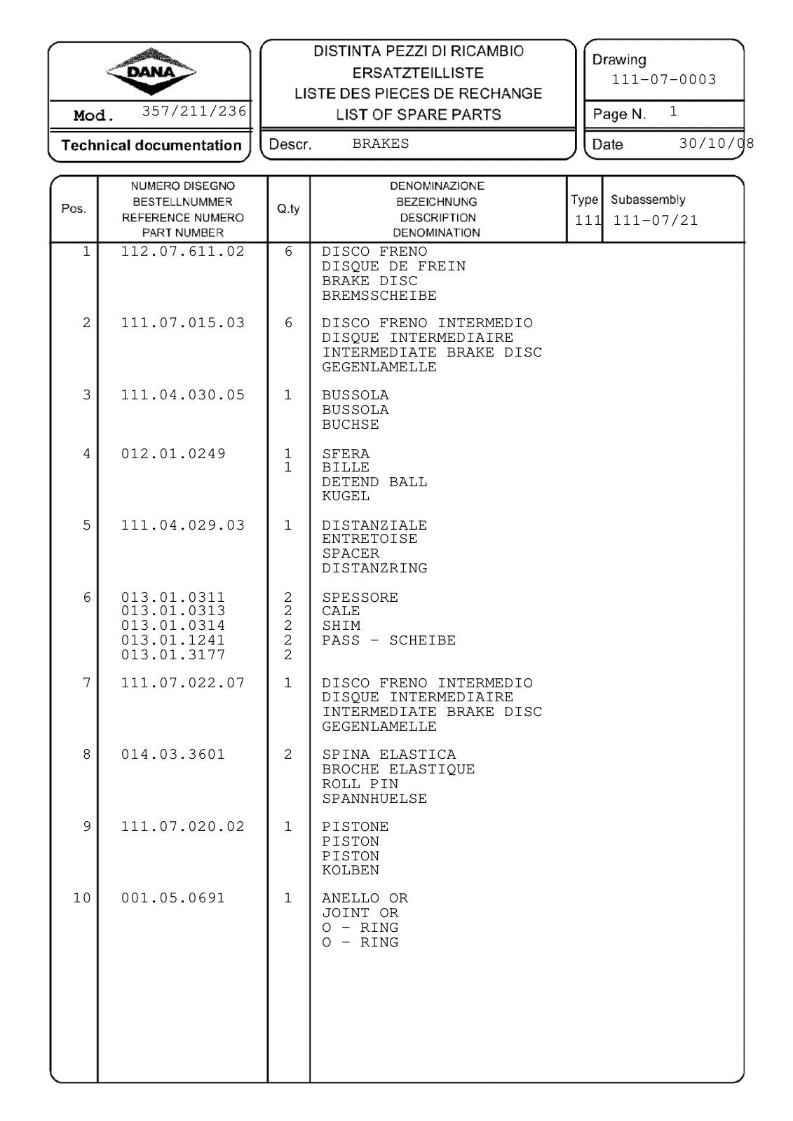Dana Spicer 357/211/236 Steering Axle with Drop Box Parts Catalog for Faresin TA2500-06 Telehandler – sample page 2