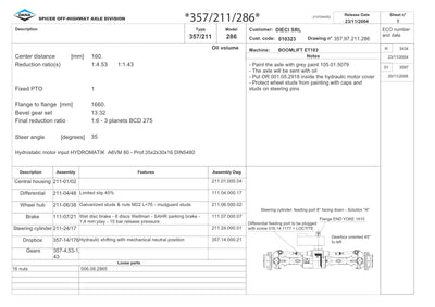 Dana Spicer 357/211/286 Steering Axle with Drop Box Parts Catalog for Dieci ET183 Telehandler – sample page 1