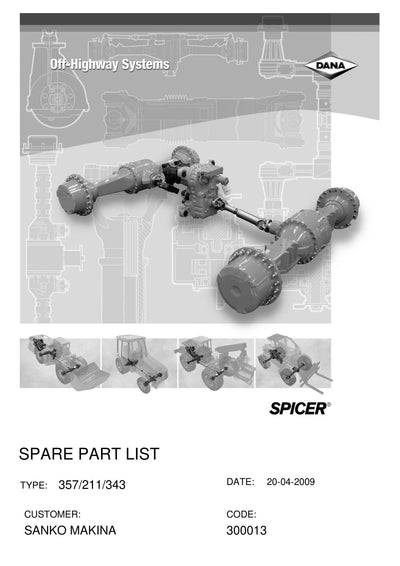 Dana Spicer 357/211/343 Steering Axle with Drop Box Parts Catalog for Sanko MST S6 Telehandler – cover