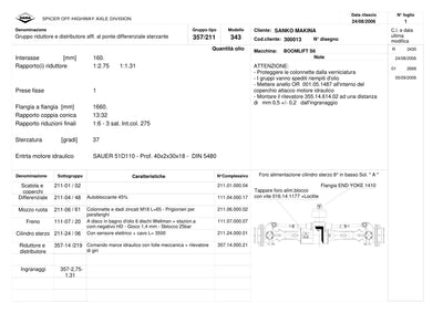 Dana Spicer 357/211/343 Steering Axle with Drop Box Parts Catalog for Sanko MST S6 Telehandler – sample page 1