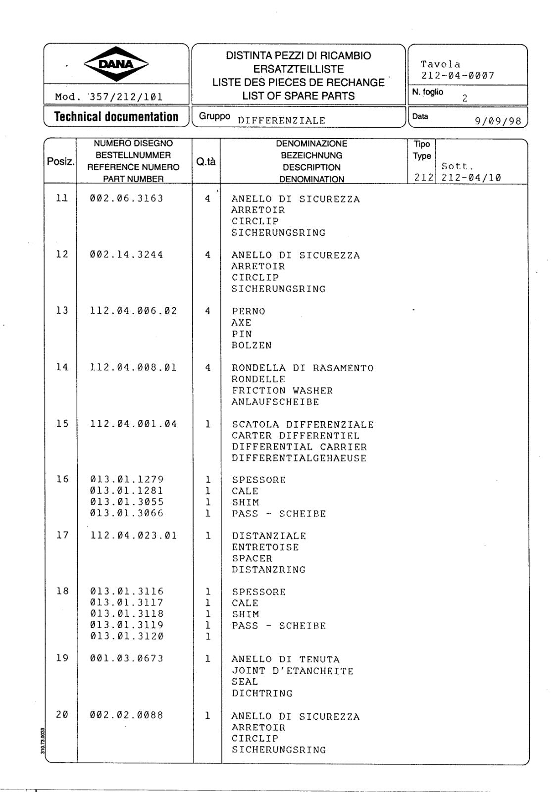 Dana Spicer 357/212/101 Steering Axle with Drop Box Parts Catalog for Manitou MRT 1540 - 1840 Telehandler – sample page 2