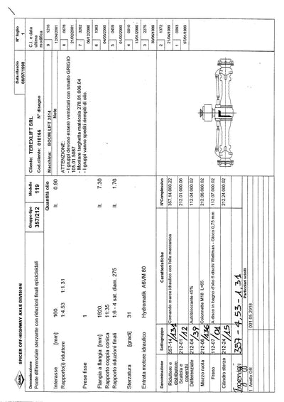 Dana Spicer 357/212/119 Steering Axle with Drop Box Parts Catalog for Terex 3514 Telehandler – sample page 1