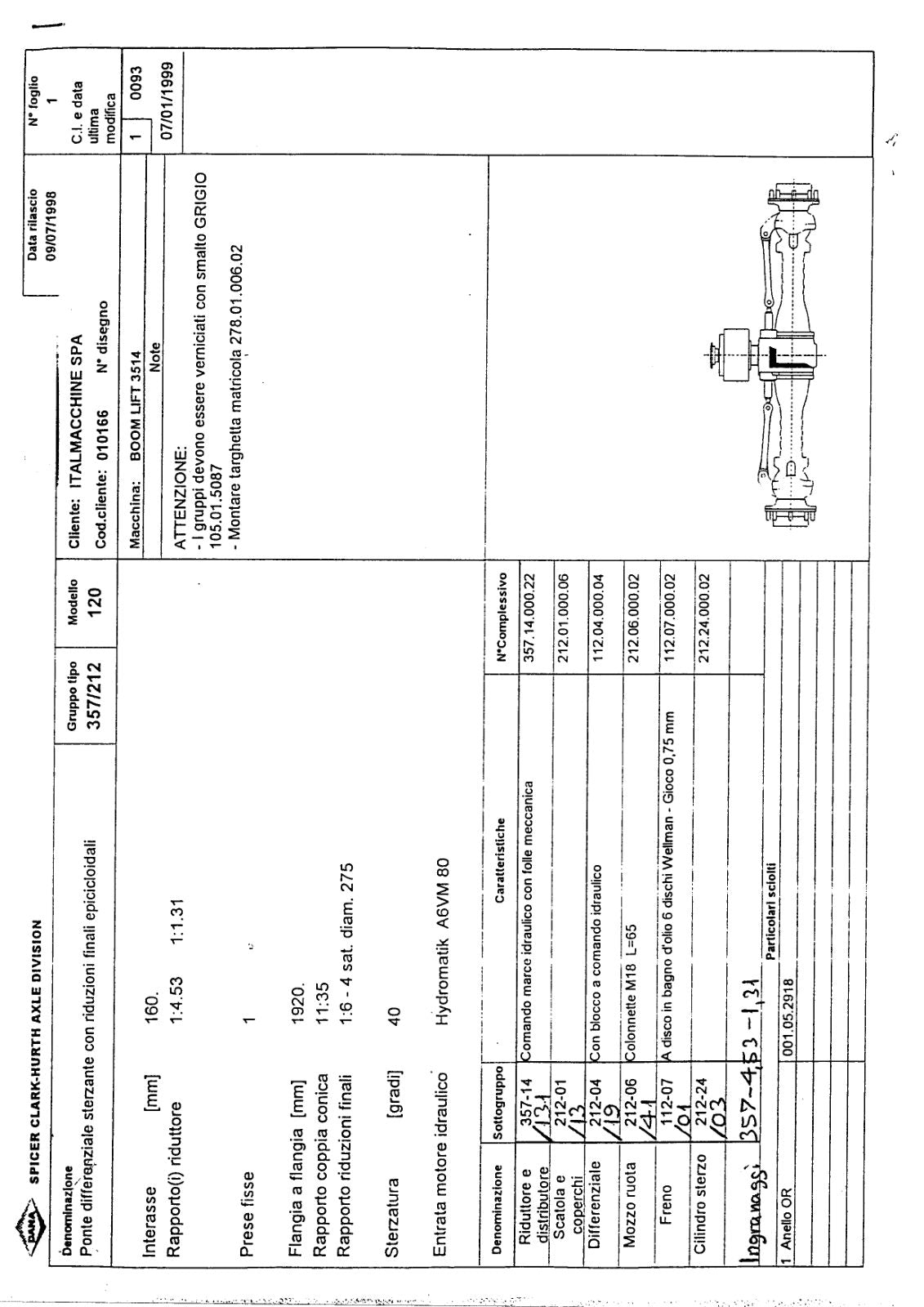 Dana Spicer 357/212/120 Steering Axle with Drop Box Parts Catalog for Terex 3514 Telehandler – sample page 1