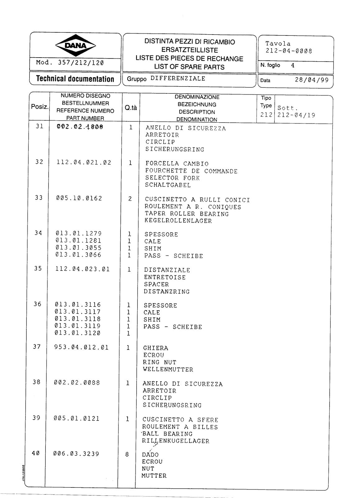Dana Spicer 357/212/120 Steering Axle with Drop Box Parts Catalog for Terex 3514 Telehandler – sample page 2