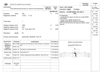 Dana Spicer 357/212/131 Steering Axle with Drop Box Parts Catalog for Piccini DBL 3500 LO Concrete Mixer – sample page 1