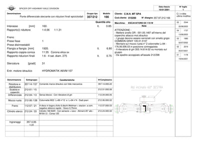 Dana Spicer 357/212/166 Steering Axle with Drop Box Parts Catalog for CNH EX 119 W Wheeled Excavator – sample page 1