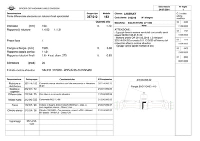 Dana Spicer 357/212/183 Steering Axle with Drop Box Parts Catalog for Laserjet LF 1500 Wheeled Excavator – sample page 1