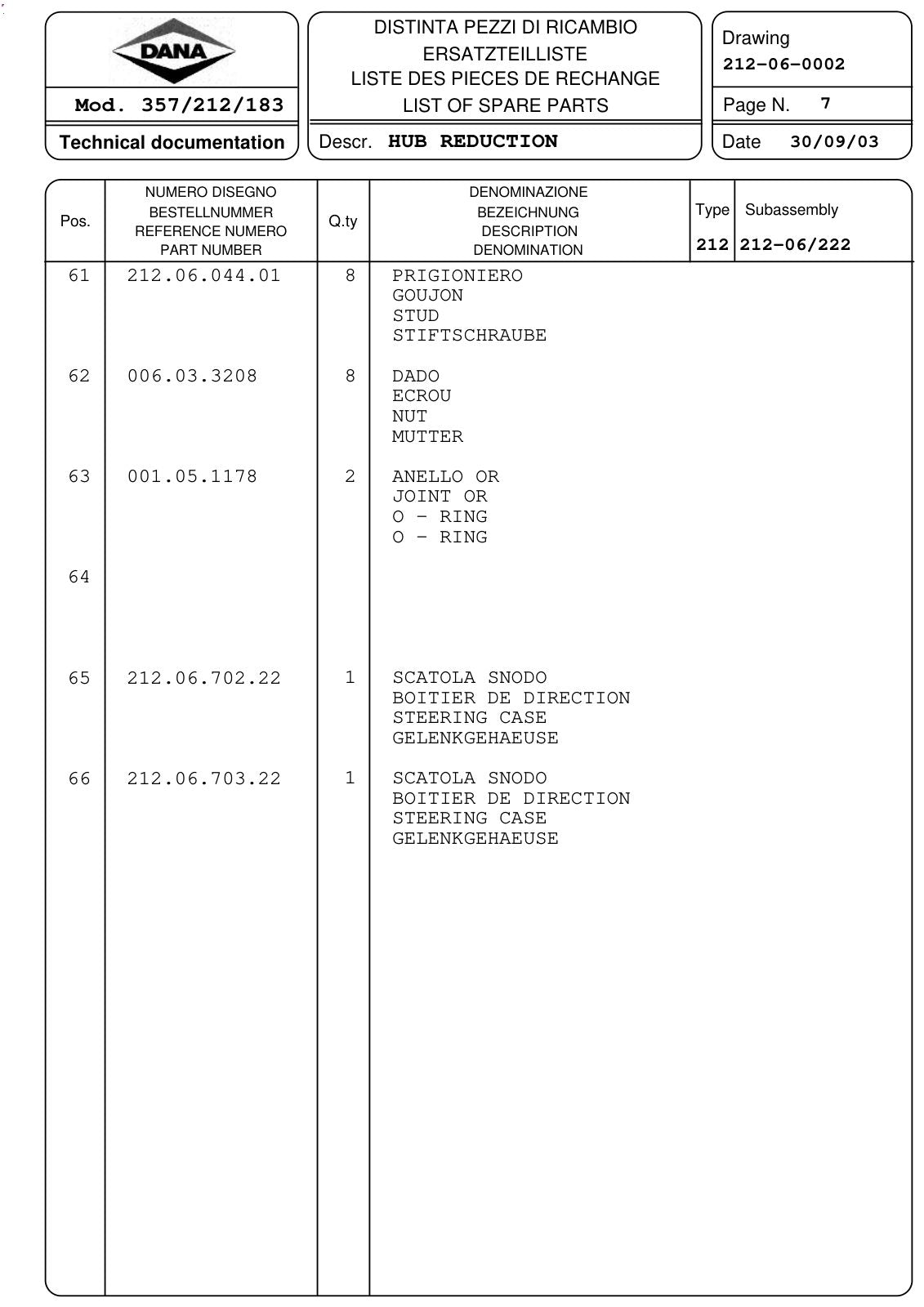 Dana Spicer 357/212/183 Steering Axle with Drop Box Parts Catalog for Laserjet LF 1500 Wheeled Excavator – sample page 2