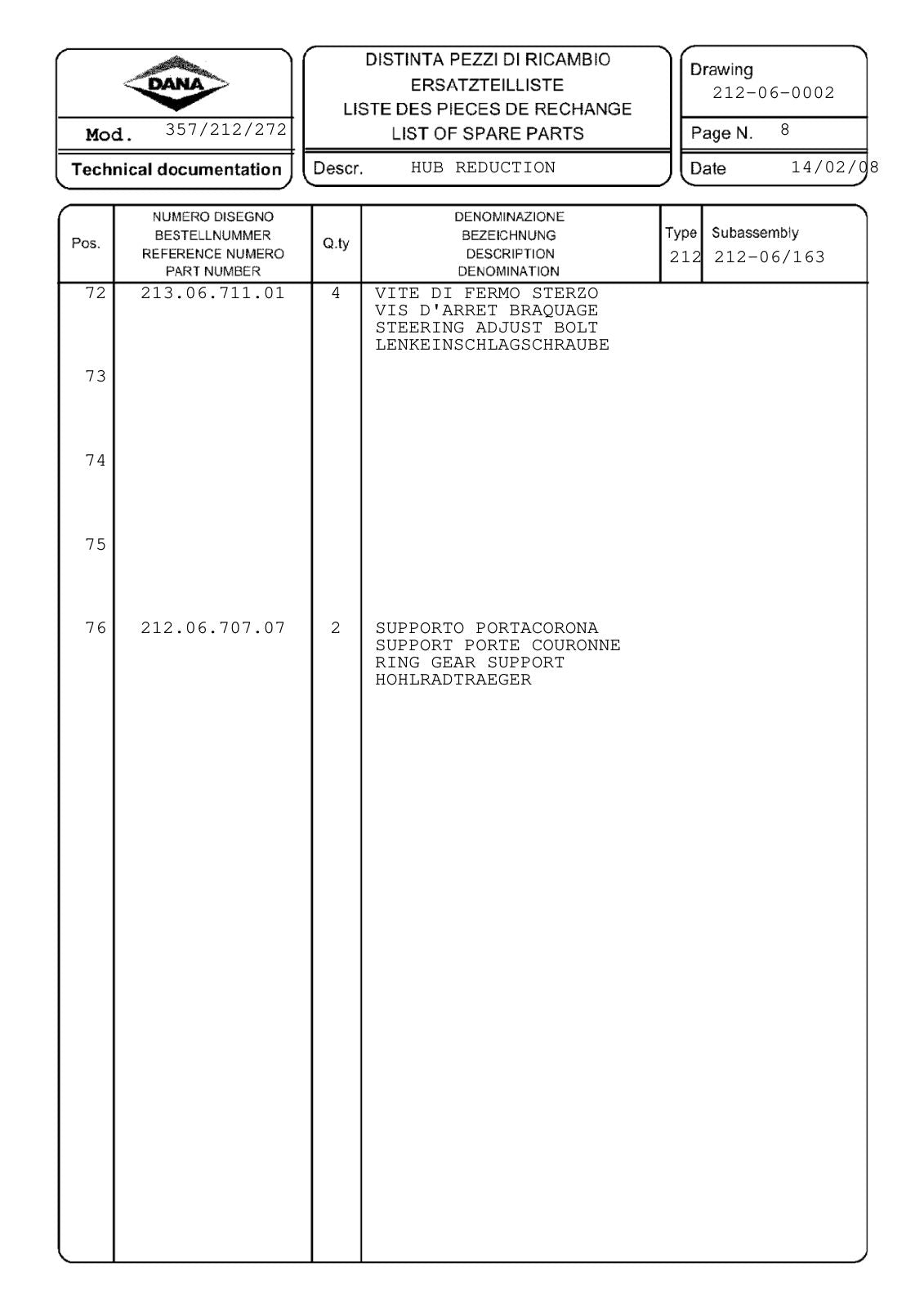 Dana Spicer 357/212/272 Steering Axle with Drop Box Parts Catalog for Terex 3512 Telehandler – sample page 2