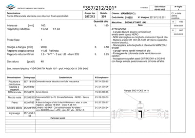 Dana Spicer 357/212/301 Steering Axle with Drop Box Parts Catalog for Manitou MRT 1542 Telehandler – sample page 1