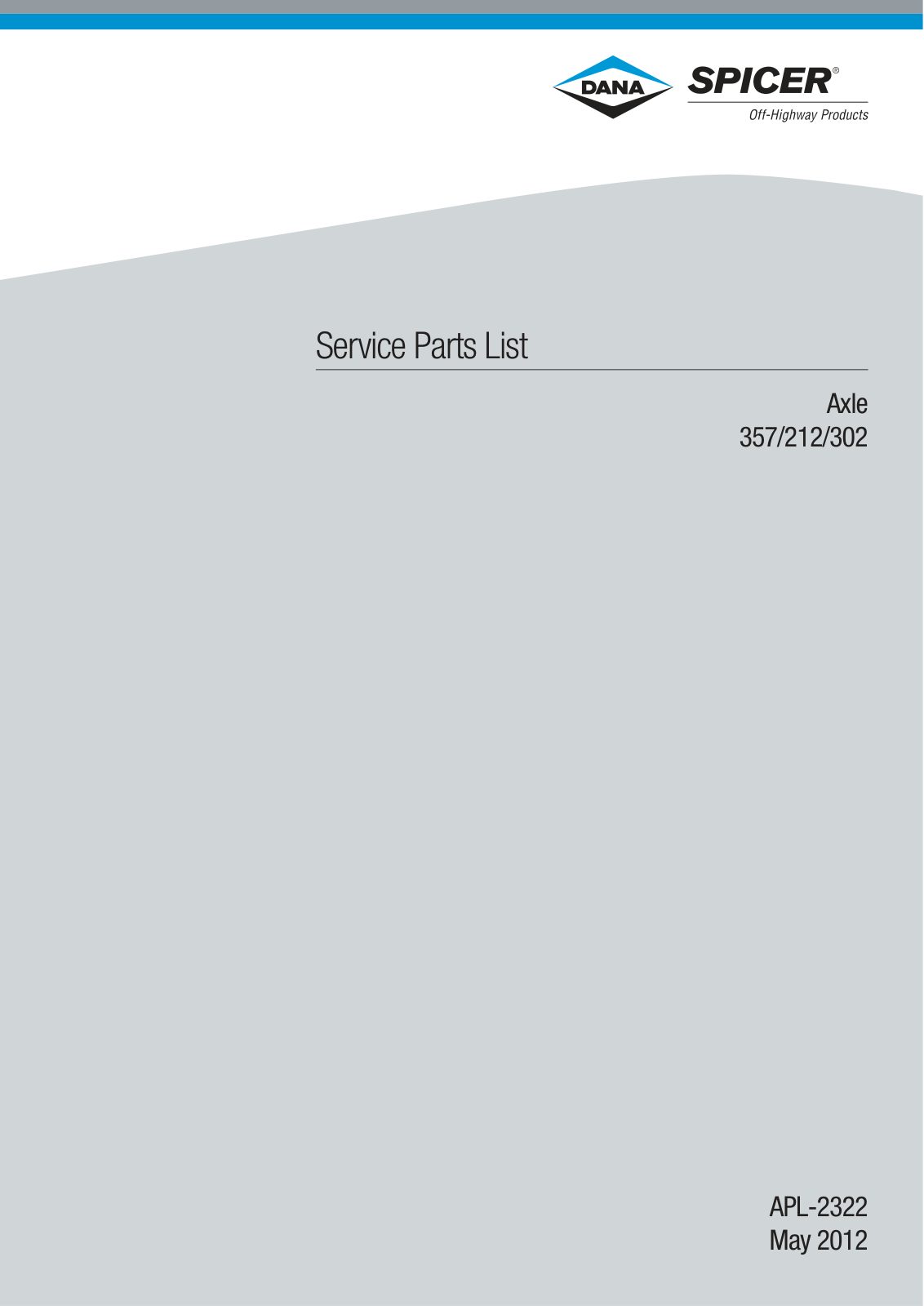 Dana Spicer 357/212/302 Steering Axle with Drop Box Parts Catalog for Manitou MRT 1850 - 2150 Telehandler – cover