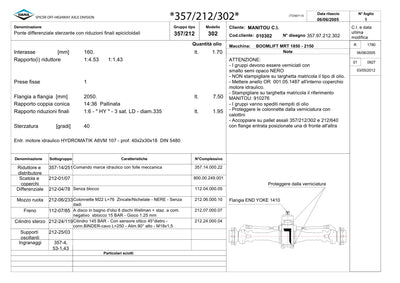 Dana Spicer 357/212/302 Steering Axle with Drop Box Parts Catalog for Manitou MRT 1850 - 2150 Telehandler – sample page 1