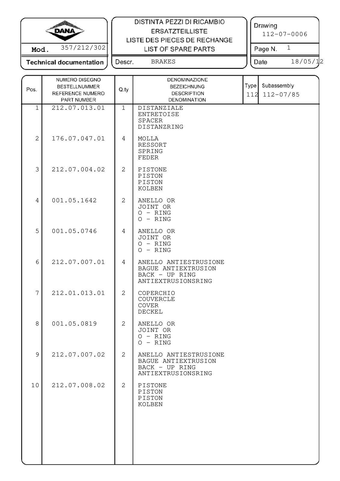 Dana Spicer 357/212/302 Steering Axle with Drop Box Parts Catalog for Manitou MRT 1850 - 2150 Telehandler – sample page 2