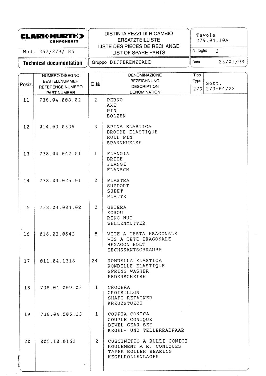 Dana Spicer 357/279/086 Steering Axle with Drop Box Parts Catalog for Manitou 730 -727 Telehandler – sample page 2