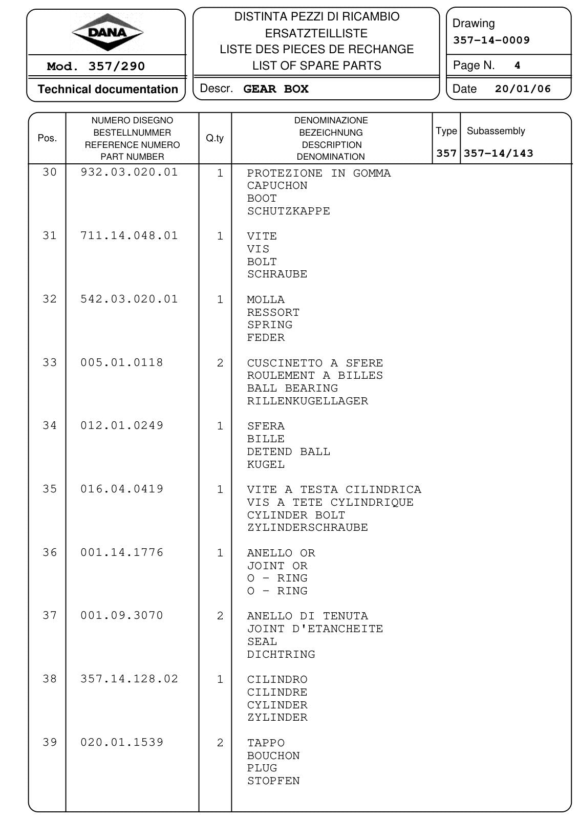 Dana Spicer 357/290 Drop Box Parts Catalog for Dieci D647 Concrete Mixer – sample page 2