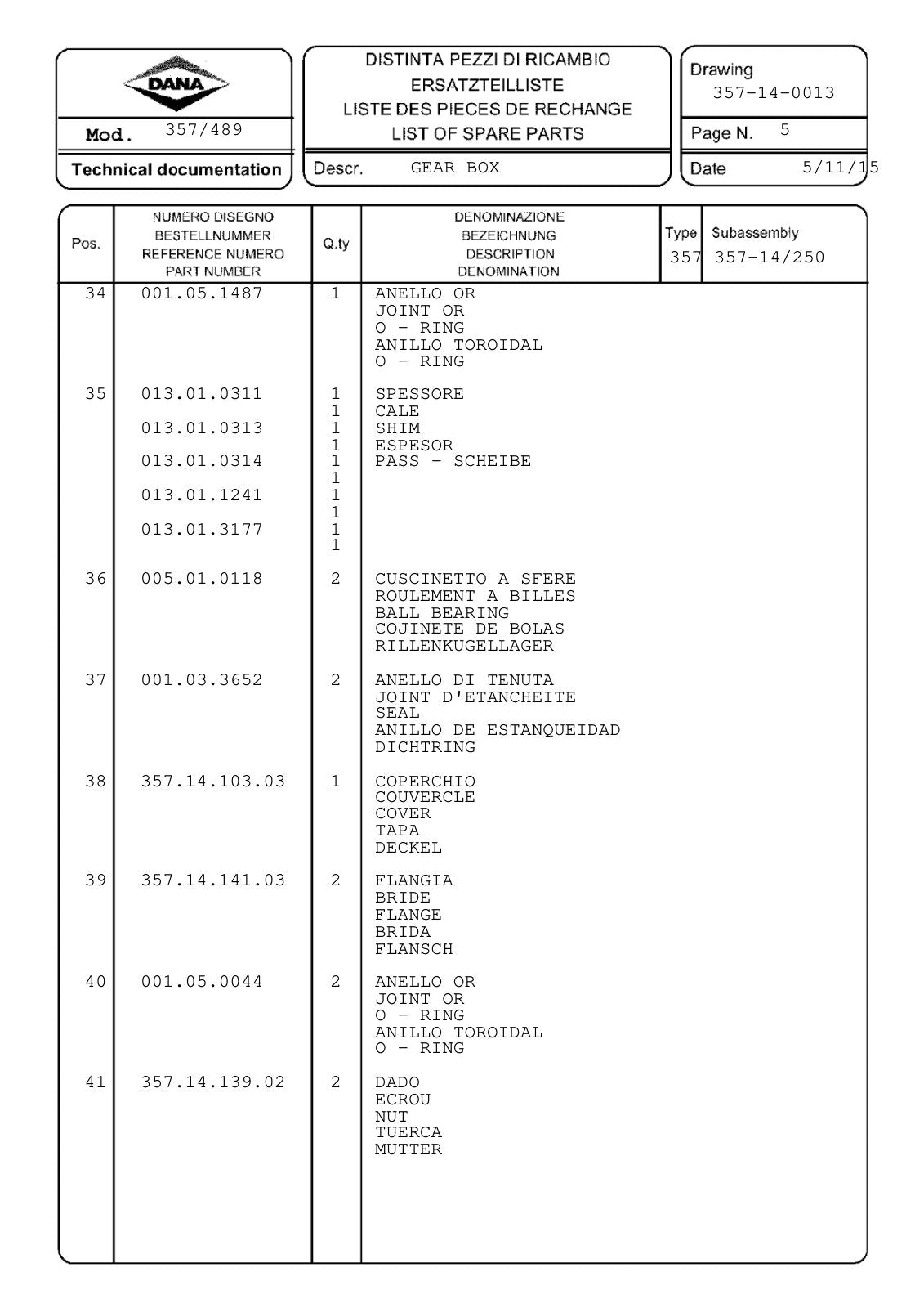 Dana Spicer 357/489 Drop Box Parts Catalog for Dormash DM30 Wheel Loader – sample page 2