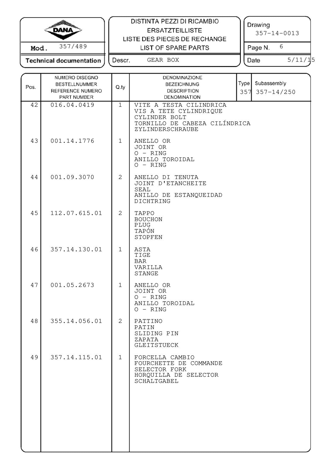 Dana Spicer 357/489 Drop Box Parts Catalog for Dormash DM30 Wheel Loader – sample page 3