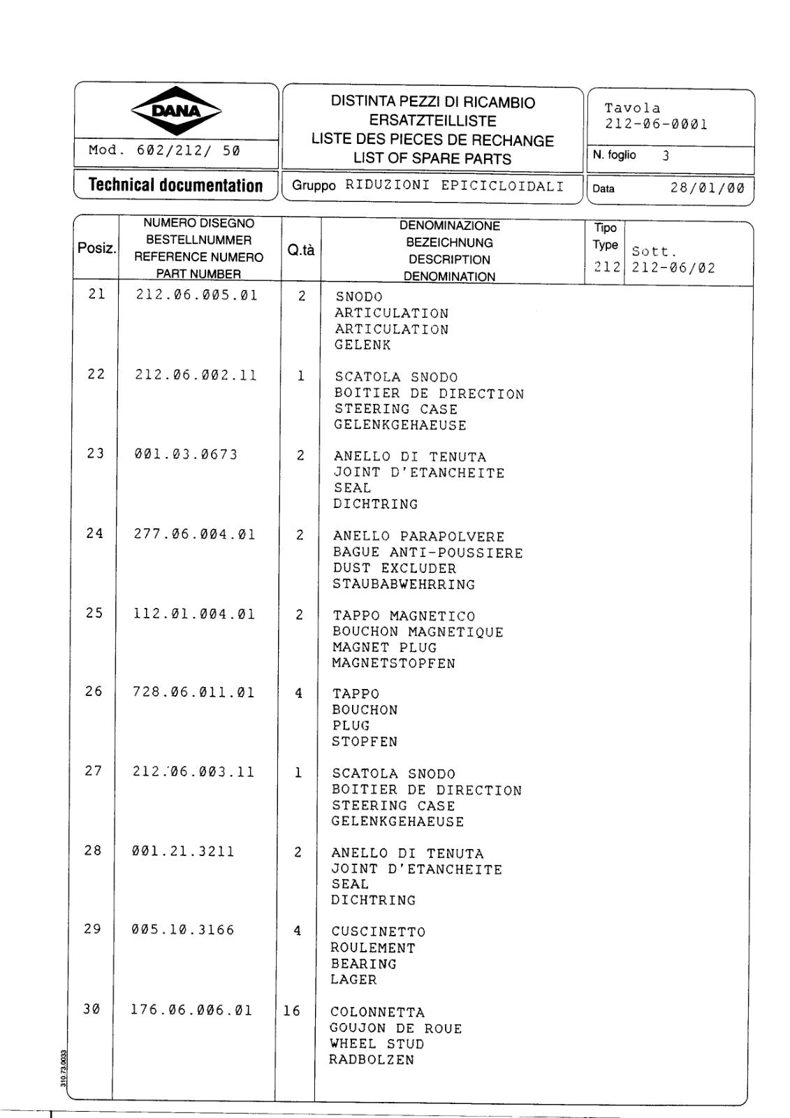 Dana Spicer 602/212/050 Steering Axle with Drop Box Parts Catalog for Manitou – sample page 3