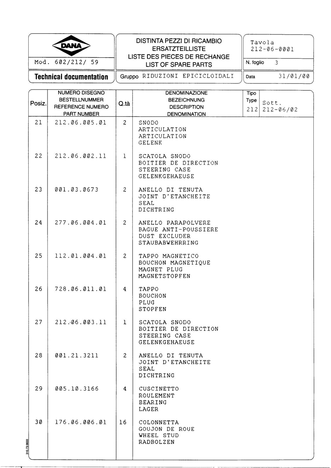 Dana Spicer 602/212/059 Steering Axle with Drop Box Parts Catalog for Manitou – sample page 3