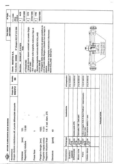 Dana Spicer 602/212/069 Steering Axle with Drop Box Parts Catalog for Manitou P 0170PS Telehandler – sample page 1