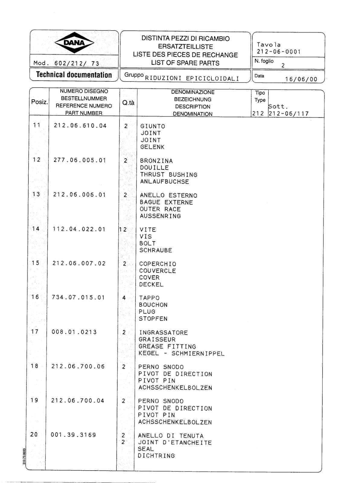 Dana Spicer 602/212/073 Steering Axle with Drop Box Parts Catalog for Manitou MLT 524-527 Telehandler (Manitou 40015) – sample page 2