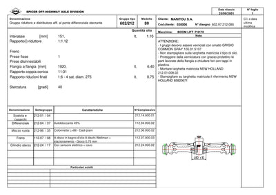 Dana Spicer 602/212/080 Steering Axle with Drop Box Parts Catalog for Manitou P 0170 Telehandler – sample page 1