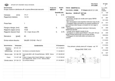 Dana Spicer 603/211/050 Steering Axle with Drop Box Parts Catalog for Manitou MVT 628 Telehandler (Manitou 657049) – sample page 1